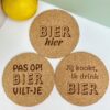 Onderzetters Bier - 3 stuks met leuke quote