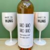 Wijn & Kunststof Glazen Pakket met twee kunststof glazen en grappig etiket Ho Ho