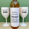 Wijn & Kunststof Glazen Pakket met twee kunststof glazen en grappig etiket Altijd Wijntijd